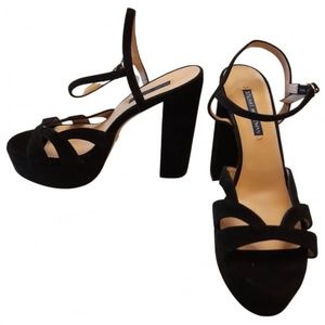 Stuart Weitzman Black Suede Platforms